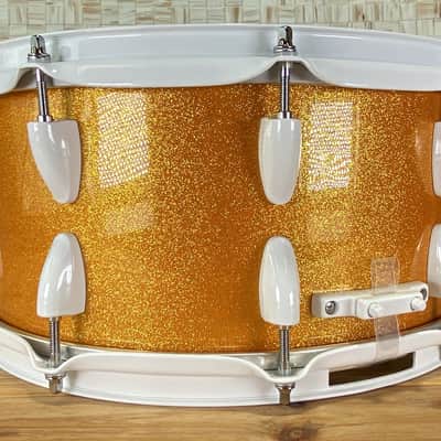 Click Icon 6.5x14 5ply 5+5 Maple Snare Drum Orange Misty Sparkle image 6