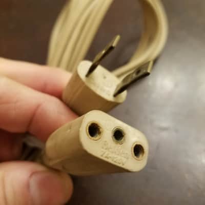 1 Belden Non-polarized Original Vintage 3-pin Power Cord Electric Cable Pentron V-M 1950s Beige image 1