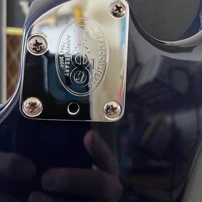 Fender American Deluxe Stratocaster FMT HSS 50th Anniversary with Ebony Fretboard 2004 Cobalt Blue Transparent image 6