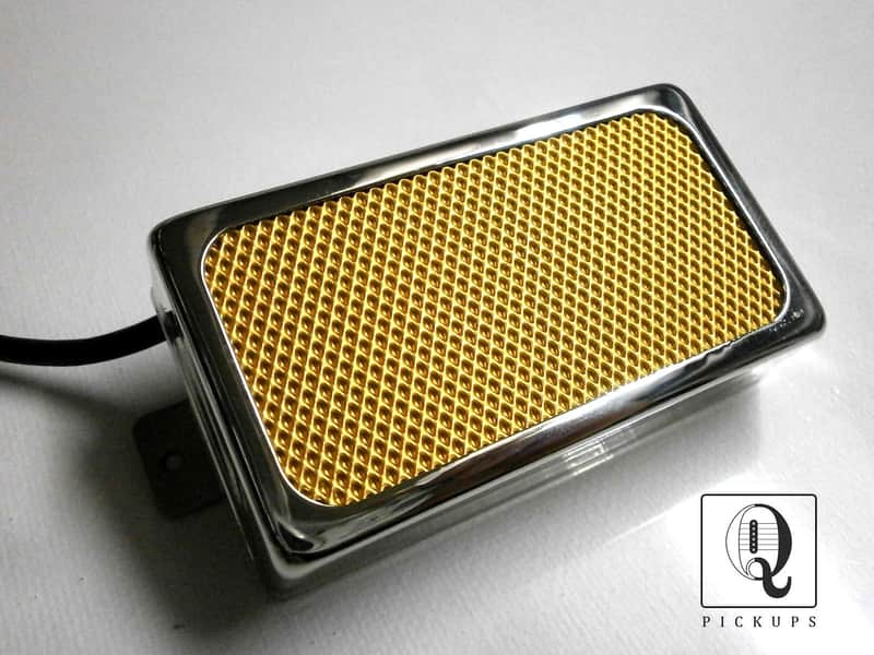 Q pickups CHROME Open Cover GOLD FOIL Humbucker PAF Guitar Pickup Hand Wound image 1
