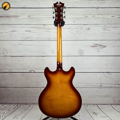 D'Angelico Premier DC Semi-Hollow Double Cutaway with Stop-Bar Tailpiece 2023 - Present - Dark Iced Tea Burst image 3