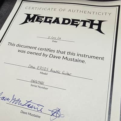 Dave Mustaine's personal Dean Recording Studio Acoustic Guitar Martin D45 Cutaway MEGADETH Artist Signed owned by DAVE MUSTAINE with custom USA tour soft case image 6