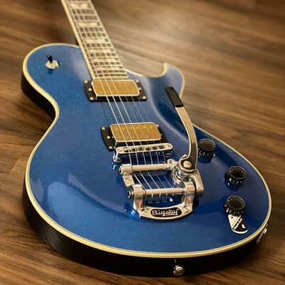 Schecter Solo-6B with Bigsby in Blue Sparkle image 3