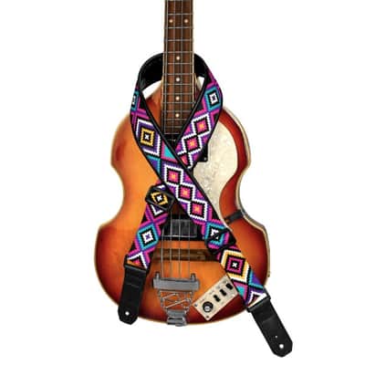 Strap for Guitar Ukrainian Nylon + Leather Ethnic Hutsul National image 5