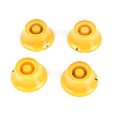 Set of 4 Electric Guitar Knobs Top Hat Bell Style ,Simplify-Scale Yellow