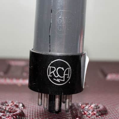 RCA 6V6GT/G 6V6GT VT107 BLACK PLATE GRAY GLASS FOIL PAN GETTER MEATBALL LOGO TEST NOS++ MINTY VINTAGE 1943 image 1