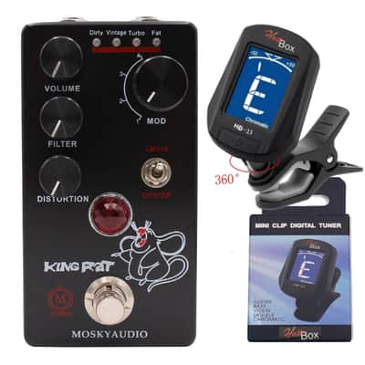 Mosky King Rat Guitar Effect Pedal Fuzz Distortion Volume Filter + Clip TUNER image 1