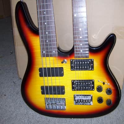 Double neck guitar and bass guitar, 5 and 6 string, 2017 Sunburst image 2