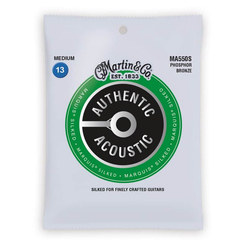 Martin MA550S Authentic Acoustic Marquis Silked Phosphor Bronze Acoustic Guitar Strings - Medium (.13 - .56) image 1
