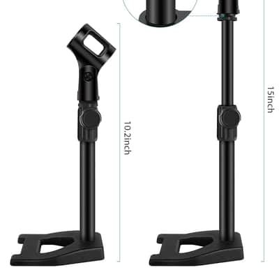 Desktop Microphone Stand, Mic Stand Desk Table With Weighted Base Shock Mount Mic Clip 3/8" To 5/8" Adapter Adjustable Height For Hyper X Quadcast Fifine K669B At2020 Sm58 Pga48 image 6