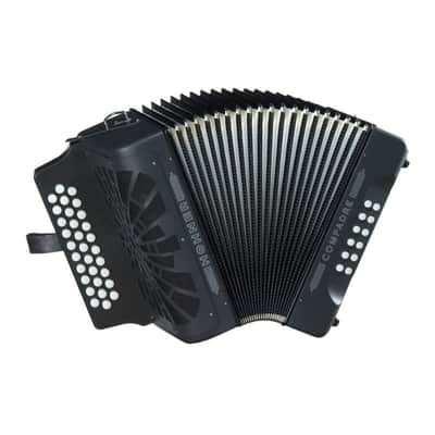 Hohner Compadre E, A, D 3-Row Diatonic Accordion (Black) with Wide Open Grille for Greater Volume and Gig Bag image 1