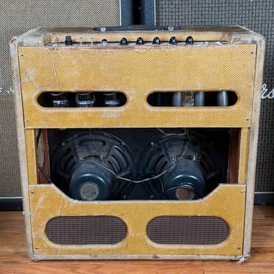 1956 Fender Bassman 5E6 Vintage Tweed Narrow Panel Pre CBS 4x10 Tube Combo Amplifier! image 2