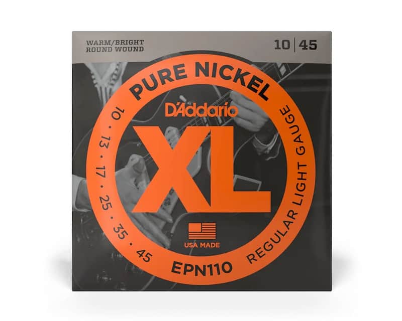 D'Addario EPN110 Pure Nickel Electric Guitar Strings, Regular Light, 10-45 image 1