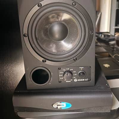 ADAM Audio A7 Powered Studio Monitors (Pair) + ADAM Sub8 Powered Subwoofer + Primacoustic Isolation Platforms 2000s - Black walnut image 2