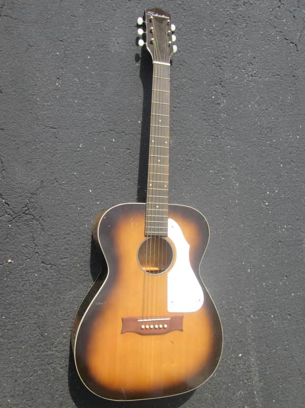 Vintage '60s Silvertone Model 653 Harmony Concert Size SPRUCE TOP Guitar ! DECENT NECK, REPLACED BRIDGE Good Potential! AS-IS image 1
