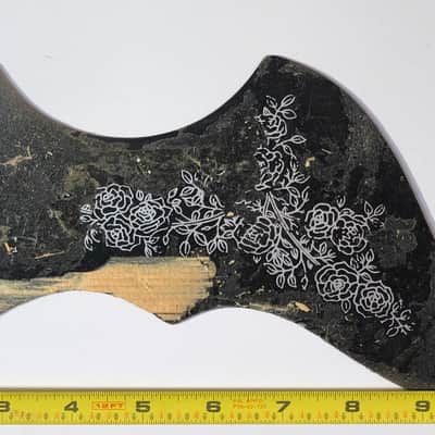 Teisco Del Rey Vintage Batwing Acoustic Pickguard Roses Vines 1960’s Black/Silver image 5