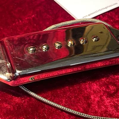 General Vintage Tone dog ear pickup jazz guitar   Old Jazzy GVT 1950s Belden old green magnetic wire hand wound  Metal image 1