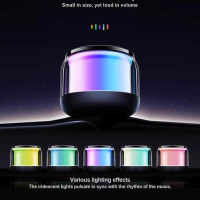 Mini Bluetooth Speaker with TWS Stereo Pairing, Enhanced Bass, LED Lights & Rechargeable Battery, Compact Wireless Speaker image 2