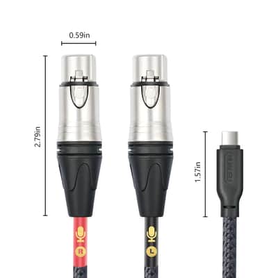 Hualue 10Ft Dual Xlr To Usb C Stereo Microphone Cable, Smartphone Recording Cable, Dual Channel Stereo Input For Iphone 15 Ipad Dynamic Condenser Microphone image 5
