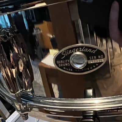 Slingerland   5 1/2x14" 8-Lug Chrome Over Steel Snare Drum, stand & extras case image 4