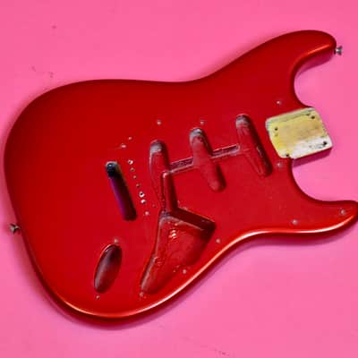 Vintage 1964 / 1965 Fender Stratocaster Project Body - Very Old Candy Apple Red Refinish - Pre-CBS SRV Strat Real Deal 1964 image 1