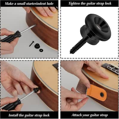 4 PCS Guitar Strap Buttons Black Guitar Strap Lock Buttons Mushrooms Head Guitar Strap Button Electric Guitar Strap Locks Guitar Security Lock for Guitar Bass Ukulele image 3