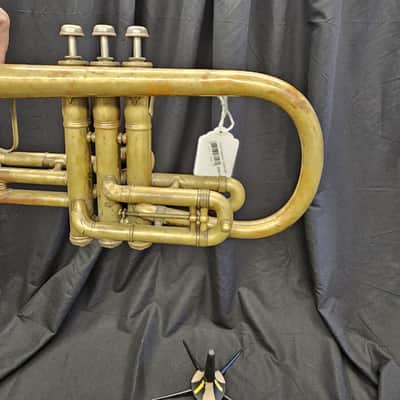 Conn Conqueror Vintage Bb Cornet - raw brass image 9