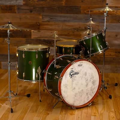 Gretsch 1958 Birdland 4 Piece Rare And Collectable Drum Kit, Cadillac Green With Gold Hardware image 6