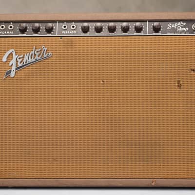 1962 Fender Super Amp 6G4-A Brown 2x10 Combo Amp w/ Flight Case #59038 image 4