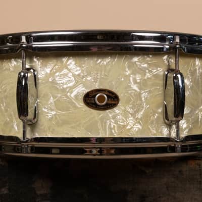 1960s Slingerland 5x14 White Marine Pearl Deluxe Student Snare Drum image 1