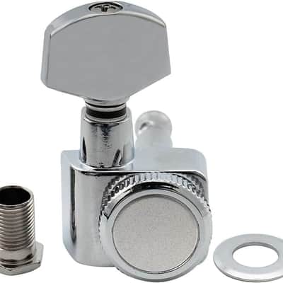 Pro 6-in-line 2-pins Guitar Locking Tuners Machine Heads Tuning Pegs Keys Set for Fender Strat/Tele, Chrome image 2