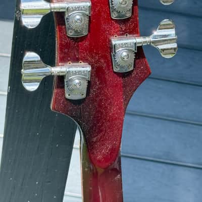 Rickenbacker 4001 Bass 1971 - ultra rare Burgundyglo & Checkerboard Bound & she had a few good gigs ! image 6