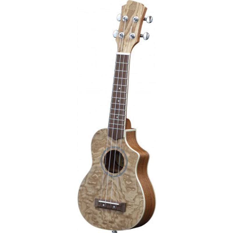 Adam Adam Black Soprano Ukulele Quilted Ash Cut Away Electric ...