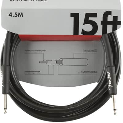 Fender Professional Series Instrument Cable, Straight/Straight, 15', Black image 1