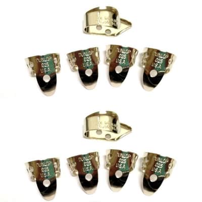 Dunlop Metal Nickel Silver 8 Finger Picks and 2 thumb picks  .025 inch
