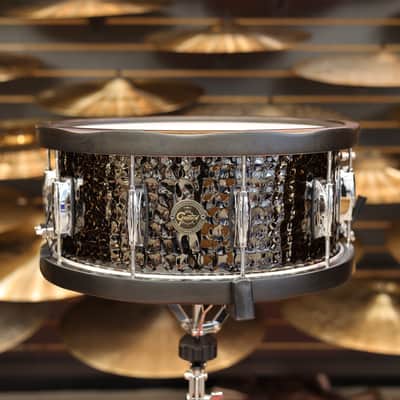 Gretsch 6.5x14 Hammered Black Steel Wood Hoop Snare Drum image 1