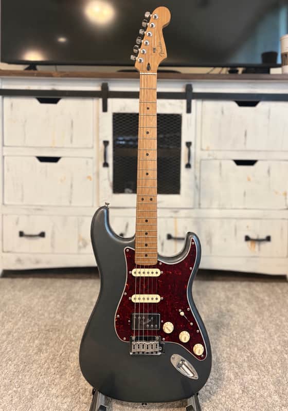 Anderton’s Exclusive Fender Player Plus Stratocaster HSS FSR with 12” Radius Roasted Maple Neck Shawbucker & Pure Vintage 65 US Pickups 2022 Charcoal Frost Metallic