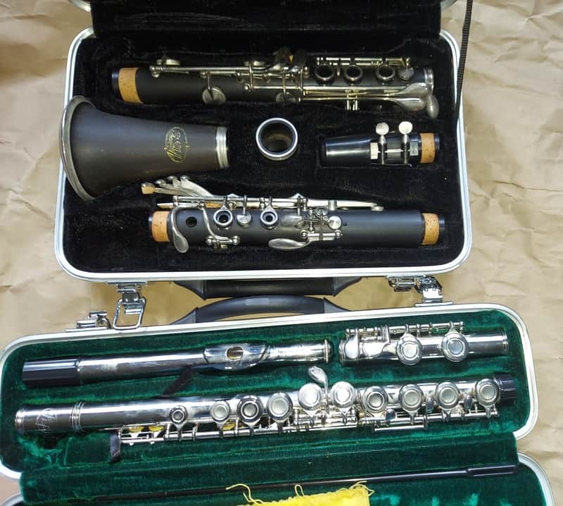 TWO: Sky Clarinet AND Sky Flute, USA, with cases, Very Good image 1