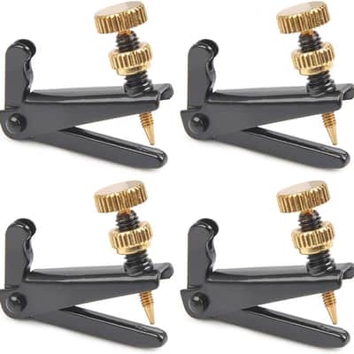 4Pack Violin Fine Tuners for 4/4-3/4 Violin Metal String Adjuster Nickel Plated Anti Rust (Black + Gold) image 1