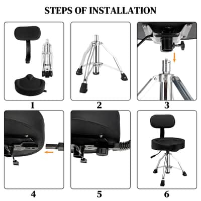 Drum Throne with Backrest,Heavy Duty Hydraulic Adjustable Drum Seat Saddle image 3