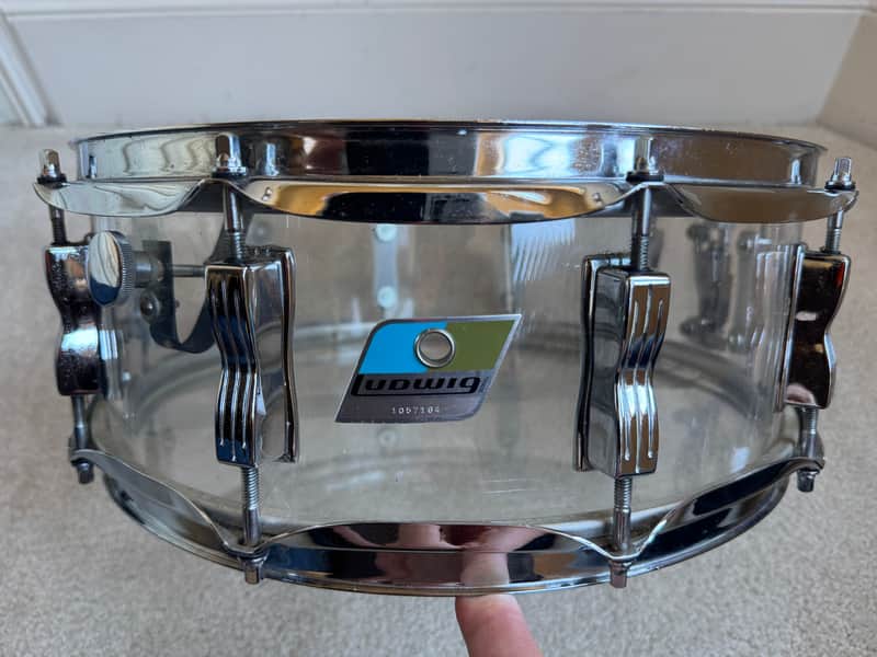 Ludwig Vintage Clear Vistalite 14” x 5” Snare Drum 70s - 10 lug image 1
