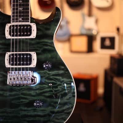 PRS SE Custom 24 Quilt Electric Guitar - Teal Black 4423 image 4