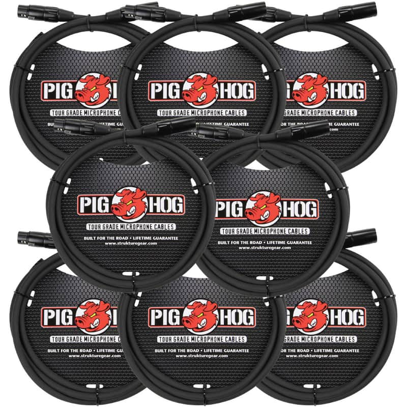 8 Pack Pig Hog PHM6 High Performance 8MM XLR Microphone Cable, 6FT - New image 1