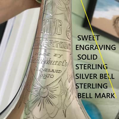 BLOW OUT DEAL KING SILVERTONE CORNET 1949 STEARLING SILVER MARKED  GREAT valves LOVELY GREAT YR. PLAYER need some attention image 1