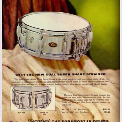 Slingerland Super Sound King Snare Drum - Dual Super Snare Strainer 1960s - Chrome over brass image 14
