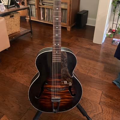 Lyra Acoustic Archtop 1930s Kay Harmony Oscar Schmidt May Bell - Sunburst Faux Flame Stencil image 1