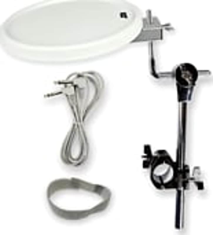 KAT 11-Inch White Dual Pad with Tom Arm, Clamp, 8-Foot Cable, and Velcro Tie image 1