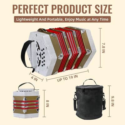20-key accordion for adults, professional accordion for beginners, adjustable hand straps, instrument accessories image 2