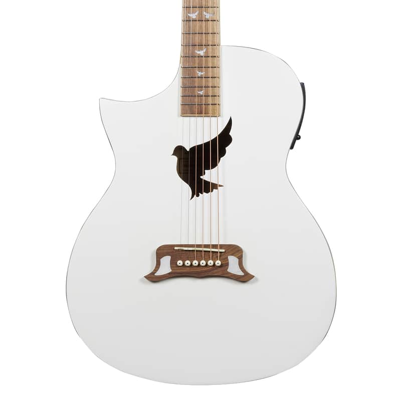 Lindo Left Handed White Dove V2 Electro Acoustic Guitar with Preamp / Tuner / EQ and Padded Gigbag image 1