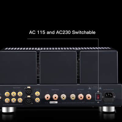 MUZISHARE 7 Push-Pull Vacuum Tube Integrated Amplifier, MM Phono Amplifier, XLR Input, Output Power 25Wx2 or 45Wx2, with Remote Control, AC115 and AC230 Switchable image 4